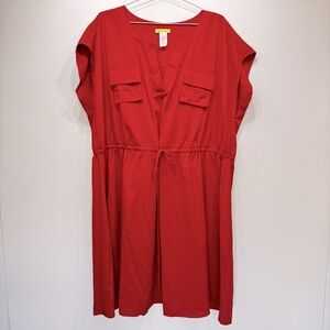Rust Red Sleeveless Lightweight Dress with Drawstring Waist Yellow Star ModCloth